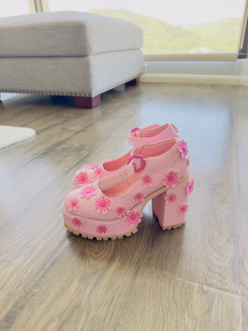 Dolls Kill Pink Floral Patent Platform Mary Janes - Picture 10 of 10